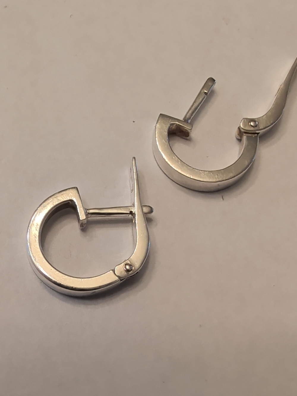 Sterling Silver D-Shaped Hoop Earrings - Silver